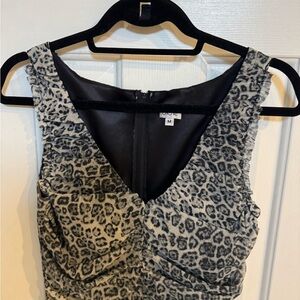 Caché Vintage Gray & Black Mesh Leopard Print Dress